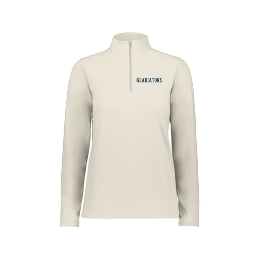 [6864.53T.XS-LOGO2] Ladies MicroFleece 1/4 Zip Pullover (Female Adult XS, White, Logo 2)